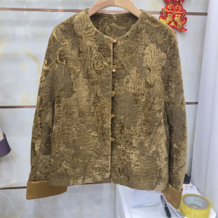 圆领纽扣显瘦百搭气质外套商场同款 新中式 提花短外套女春季