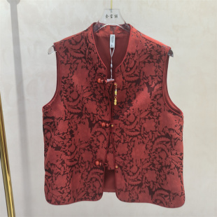 风单排扣提花马甲女复古国风背心外穿商场同款 新中式 新款 2026春季