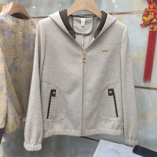 商场同款 2026春季 百搭显瘦上衣 休闲风连帽短外套女拉链时尚 新款
