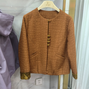 外套商场同款 新中式 圆领盘扣显瘦妈妈装 时尚 国风短外套女春季