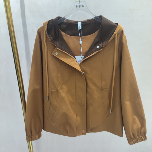 宽松百搭夹克上衣商场同款 休闲风连帽假两件短外套女2026春季 新款