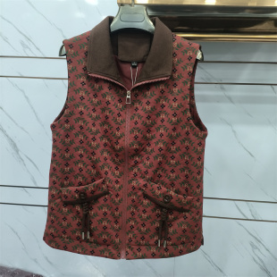 洋气印花拉链马甲女春季 背心外套气质减龄宽松上衣厂家直销 无袖