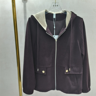 减龄显瘦休闲上衣 时连帽条绒夹克外套女短款 2026春季 中年妈妈女装