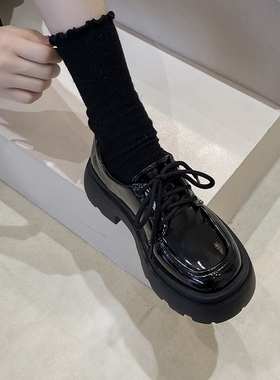 英伦风厚底小皮鞋女2025新款秋冬百搭黑色jk单鞋松糕乐福鞋ins潮