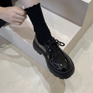 英伦风厚底小皮鞋女2025新款春夏百搭黑色jk单鞋松糕乐福鞋ins潮