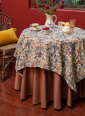 桌布美式复古圆桌餐桌布台布高级氛围感提花布茶几盖布提花田园风