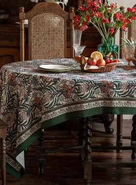 防水桌布亚麻美式复古高级氛围感觉盖布餐桌布长方形茶几台布定制