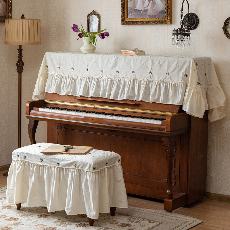 法式钢琴防尘罩钢琴罩轻奢高档盖布半罩琴凳罩电子琴盖巾雅马哈