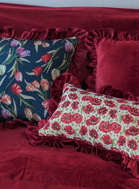 美式抱枕复古轻奢高级靠枕腰枕客厅沙发靠背双面抱枕套办公室靠垫