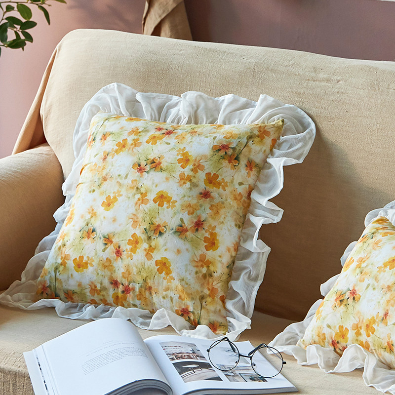 美式棉麻田园ins方枕腰枕法式欧式蕾丝抱枕沙发靠背卧室床头靠垫,居家布艺,靠垫/抱枕,淘宝优惠券,粉丝福利购,淘宝优惠卷