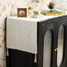 法式蕾丝桌旗米色绣花茶几布现代简约电视柜桌布高级边柜台布床旗