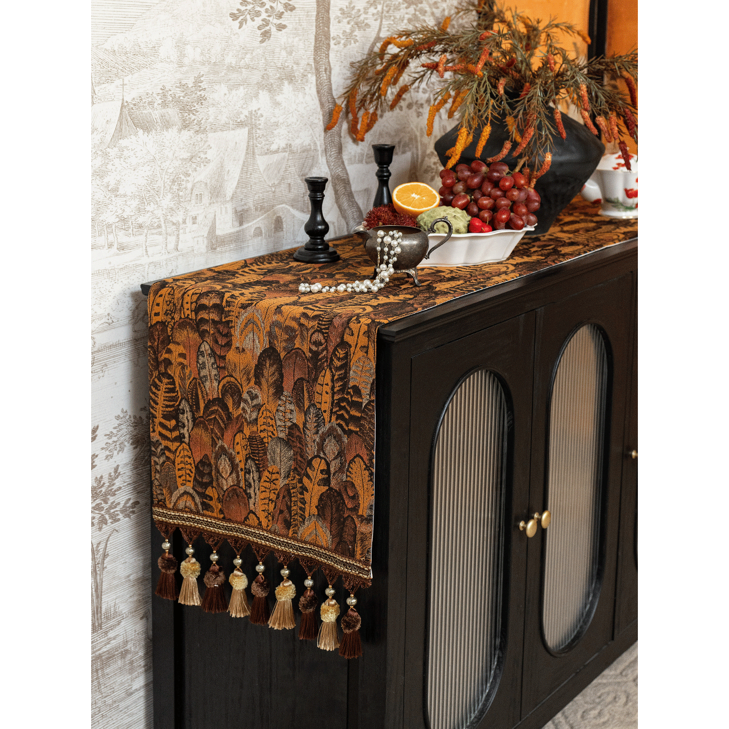 DMHome边柜盖布提花桌旗高级感复古欧式电视柜桌布台布茶几茶旗,居家布艺,桌旗,淘宝优惠券,粉丝福利购,淘宝优惠卷