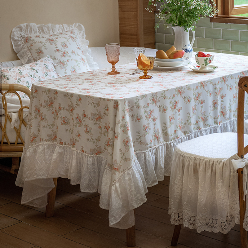 法式田园桌布荷叶边碎花