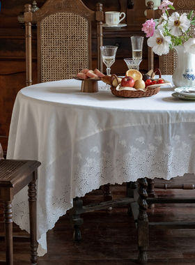 白色防水蕾丝桌布轻奢高级感法式刺绣茶几台布美式餐桌盖布定制