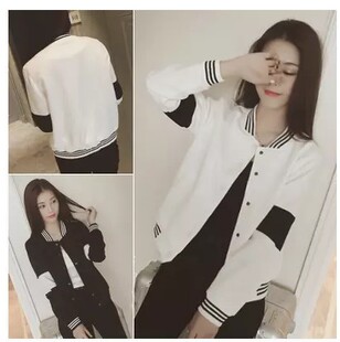 2016春秋韩国新款百搭休闲运动棒球服女士短外套薄款长袖修身学生