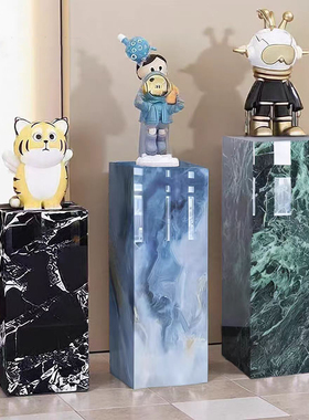 工艺品摆件台花架客展厅玄关酒店会所岩板装饰立柱大理石雕塑底座