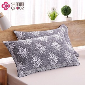 洁丽雅纱布枕巾包邮 一对 纯棉清仓情侣成人欧式枕头巾