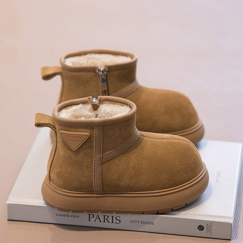 女童雪地靴2025冬季新款男童棉鞋加绒加厚儿童鞋子防水宝宝雪地棉