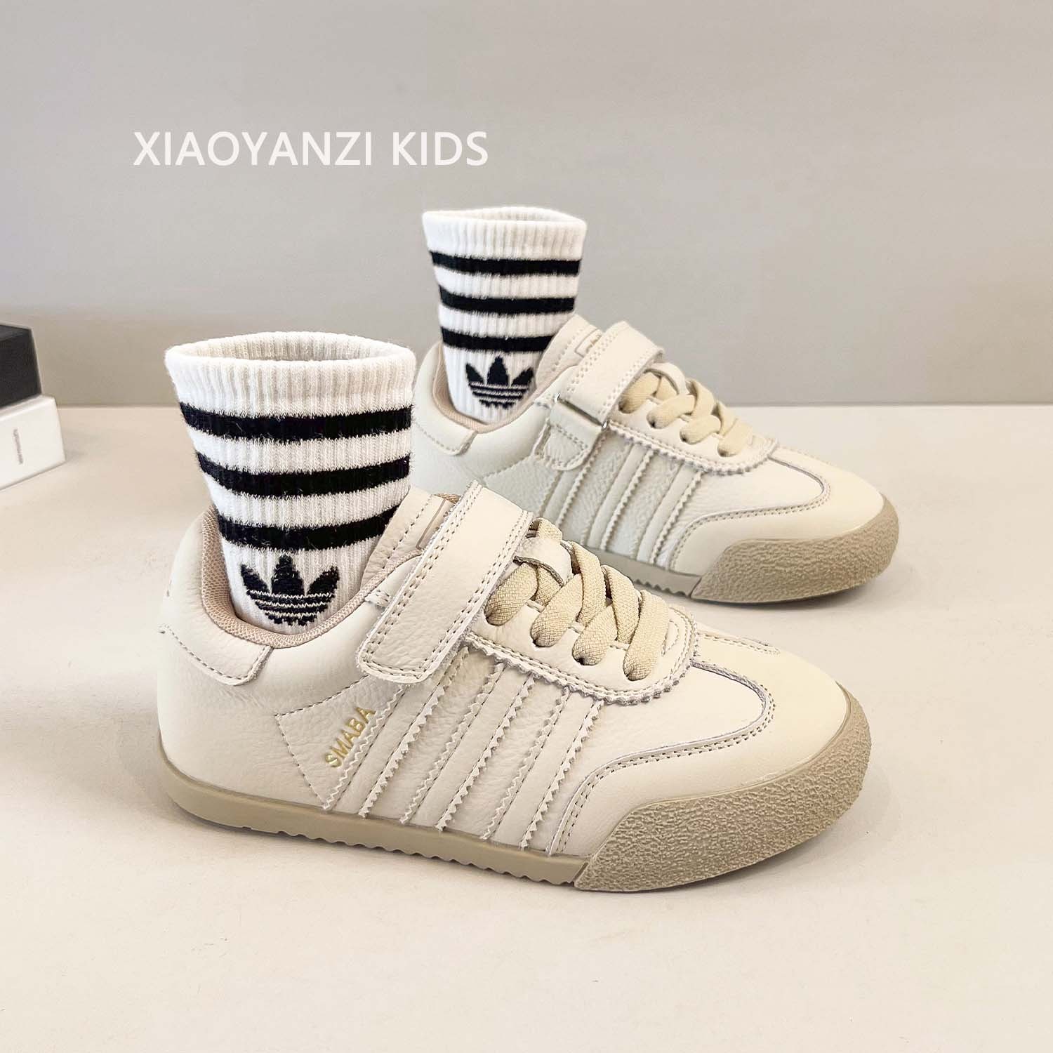 女童黑白德训鞋2025春秋新款男童软底运动鞋儿童百搭小白鞋休闲鞋