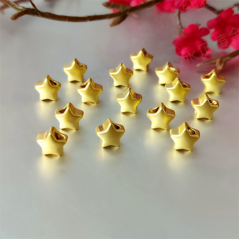 足金999幸运星黄金五角星转运珠