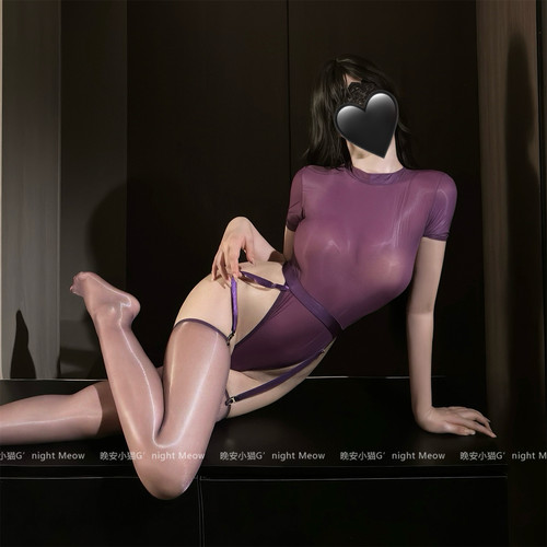 超薄丝滑油亮面膜料极光连体衣女