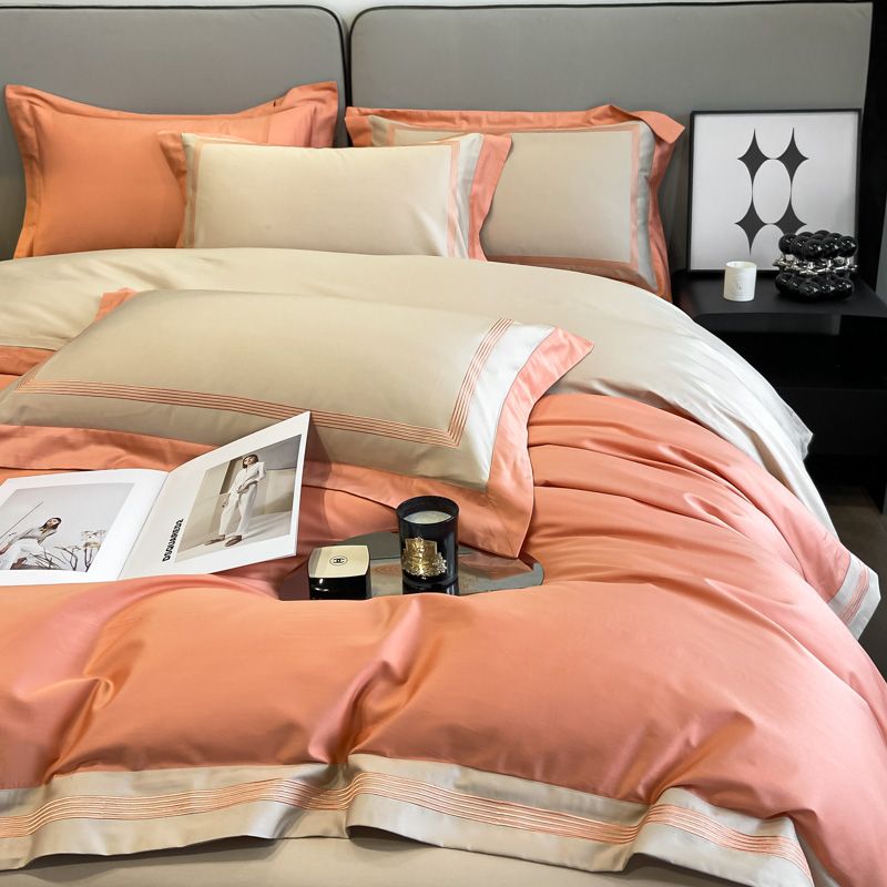 简约140s支长绒棉四件套全棉贡缎