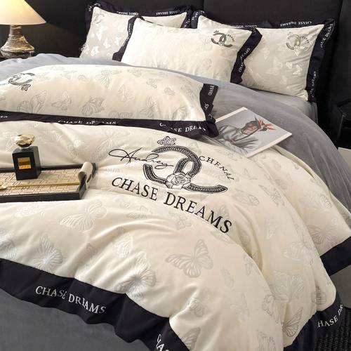 小香风加厚牛奶绒四件套A类母婴级双面保暖珊瑚绒法兰绒冬季床品4