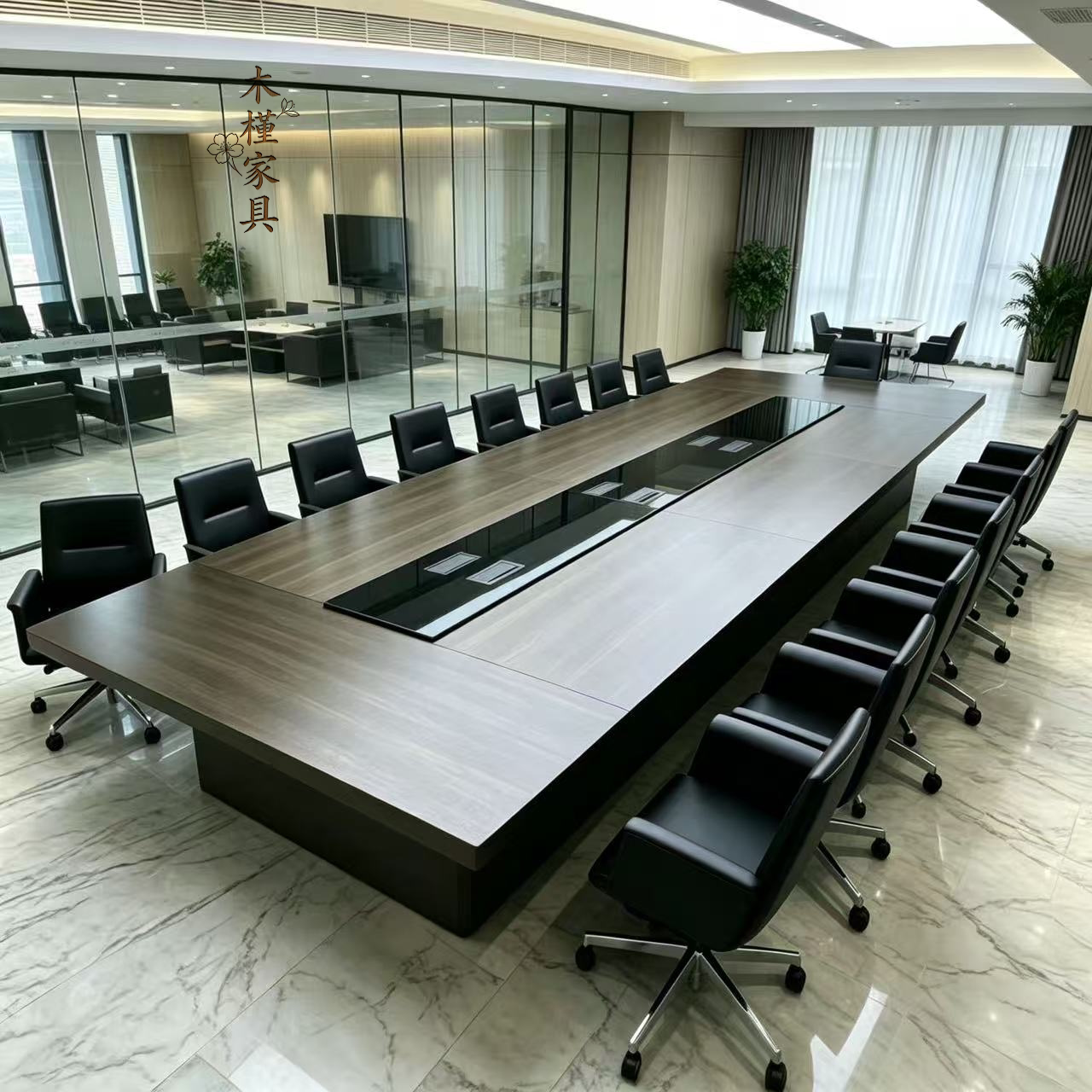 现代简约实木会议桌长方形高级感2026新款大型高端商务会谈长桌