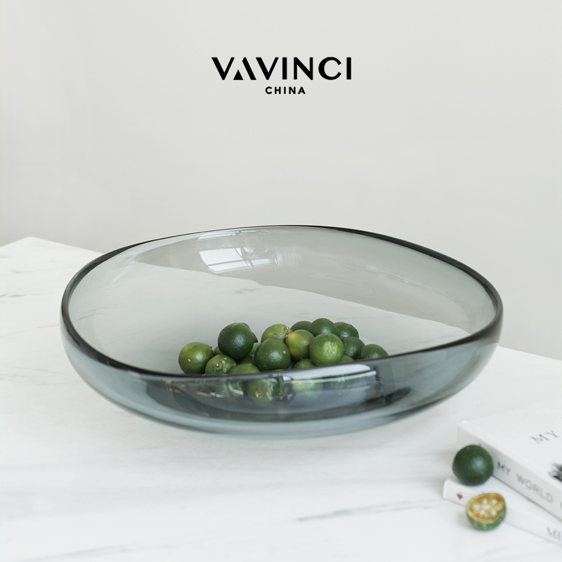 梵其轻奢玻璃果盘餐桌茶几装饰盘