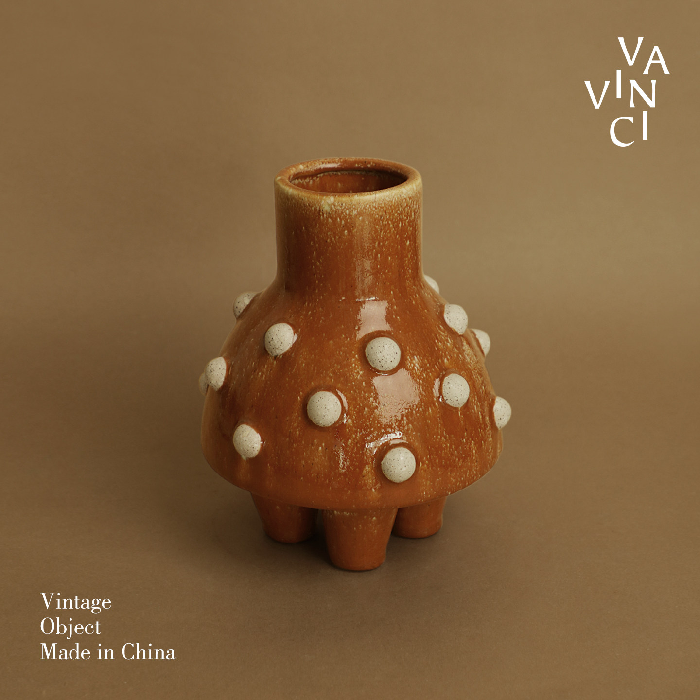 梵其侘寂风复古波点陶瓷花瓶家居装饰摆件设计感小众艺术插花器皿