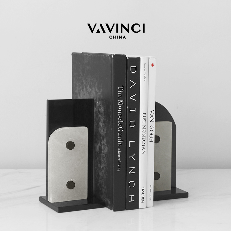 梵其简约高级感大理石书档摆件