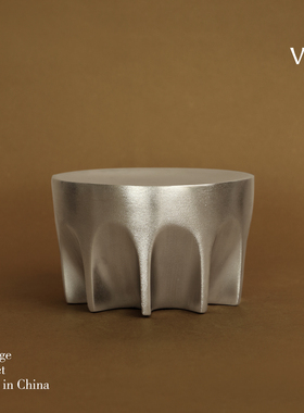 印度进口铝制银色几何装饰摆盘