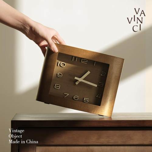 简约实木座钟静音钟表摆件