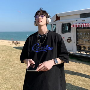 2023夏装新款英文印花宽松港仔百搭学生休闲圆领短袖t恤Y218P25图片