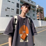 220克夏装新款线帽印花宽松港仔百搭学生休闲圆领短袖t恤Y320P25，男装T恤，电商B219