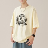 2024新款230g重磅纯棉港风男美式大版型宽松落肩短袖T恤Y671P25，男装T恤，电商B219