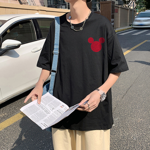 505-1-Y028情侣装夏装印花米奇中性风短袖t恤2021新款白色