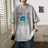 2023夏装新款印花宽松港仔百搭学生休闲圆领短袖t恤Y379P25，男装T恤，电商B219