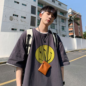 不断货纯棉重磅潮牌潮流青少年宽松圆领短袖T恤 B219-Y227-P25,男装T恤,电商B219