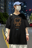 XZ505-1-Y798-P20多色全棉夏季新款时尚印花大码T恤短袖情侣款黑，商品下架区，电商B219