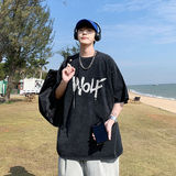 得物品质纯棉重磅水洗潮牌青少年宽松圆领短袖T恤B219-Y331-P35，男装T恤，电商B219