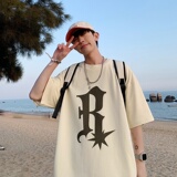 220克夏装新款R星印花宽松港仔百搭学生休闲圆领短袖t恤Y313P25，男装T恤，电商B219