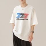 2024新款230g重磅纯棉港风男美式大版型宽松落肩短袖T恤Y662P25，男装T恤，电商B219