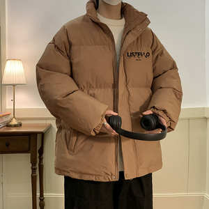 冬季连帽男士棉服加厚字母棉衣休闲棉袄青年B219-MY502-P68卡其图片