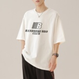 2024新款230g重磅纯棉港风男美式大版型宽松落肩短袖T恤Y660P25，男装T恤，电商B219