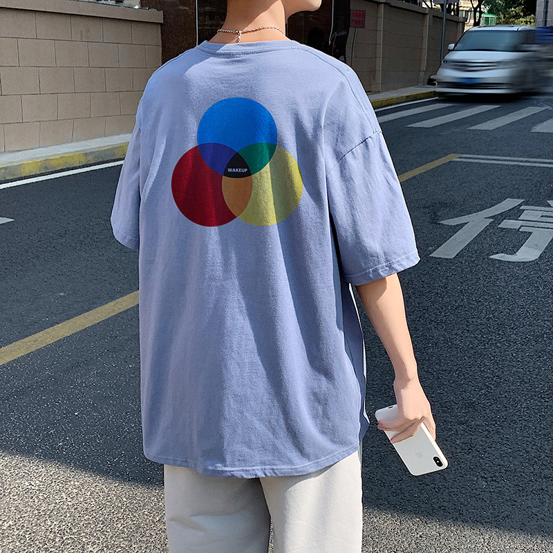 505-1-Y078中性风短袖t恤男韩版潮流宽松夏季潮牌大码祖母绿,男装T恤,电商B219