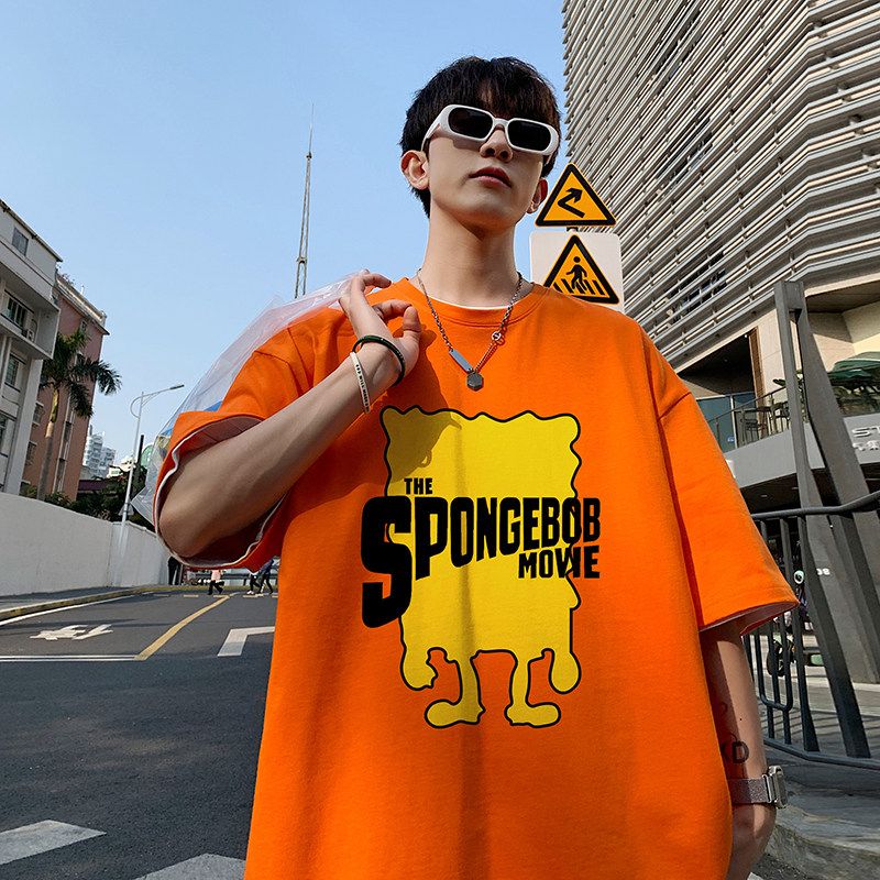 2023夏装新款卡通印花宽松港仔百搭学生休闲圆领短袖t恤Y209P25,男装T恤,电商B219