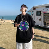 得物品质纯棉重磅潮牌潮流青少年宽松圆领短袖T恤B219-Y389-P25，男装T恤，电商B219