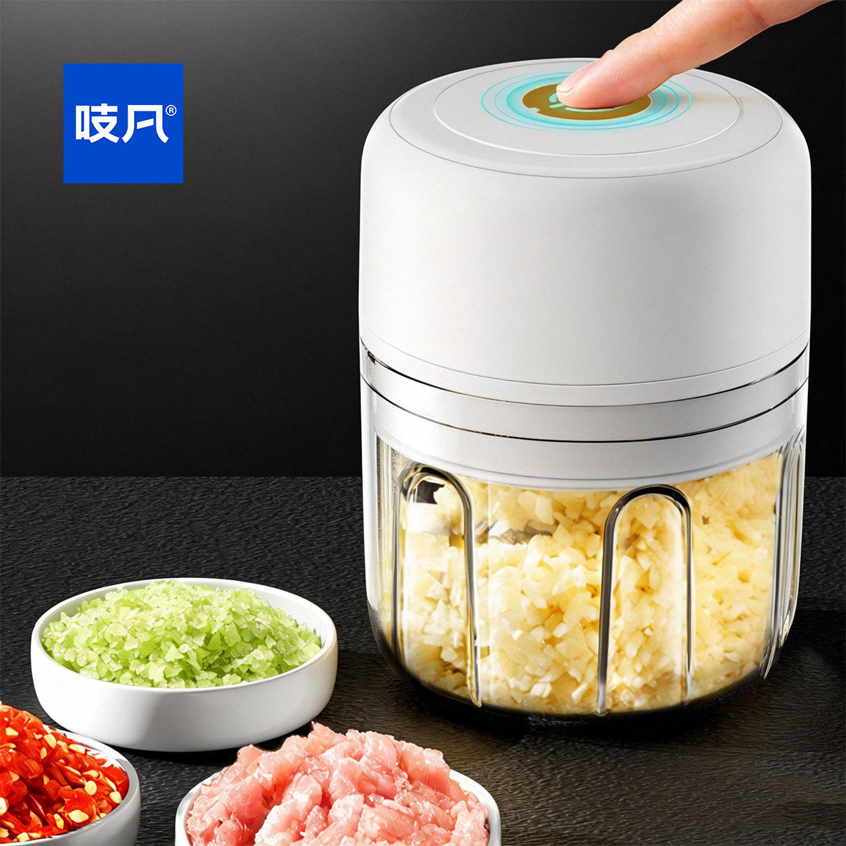 日本蒜泥神器电动捣蒜器家用无线打蒜搅碎机蒜末佐料粉碎器压蒜蓉