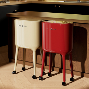 日本厨房垃圾桶家用2025新款高颜值带盖大容量免弯腰可移动高脚桶